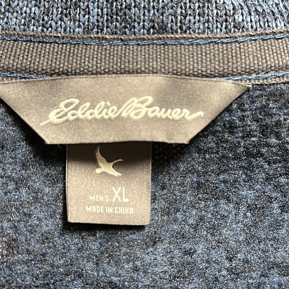 EDDIE BAUER 1/4 Snap Blue and Gray Sweater Fleece Sz XLarge - Picture 4 of 7